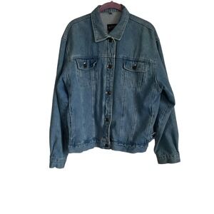 Jessi Lee Quality Garments Womens Denim Jacket Blue Wash Button Front Size L